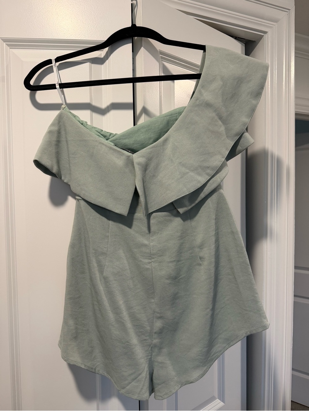 Lulus Sage Green One-Shoulder Romper - Picture 8 of 10